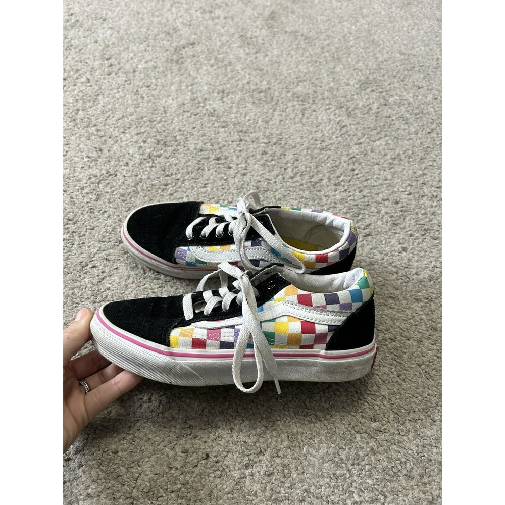 Kids Unisex Vans Off The Wall Rainbow Checkerboard‎ Sneakers Sz 3 Youth